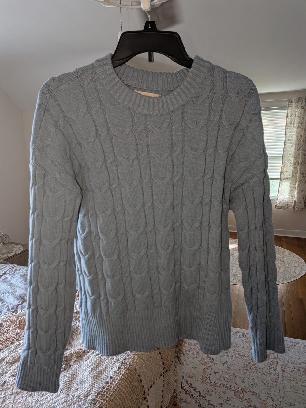 LOFT Light Blue Cable-Knit Pullover Sweater